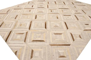 Gray Cowhide 8X10 Modern Leather Rug