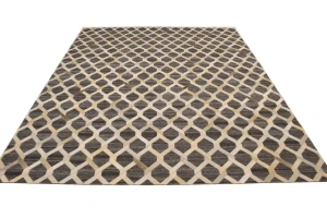 Gray Cowhide 8X10 Modern Leather Rug