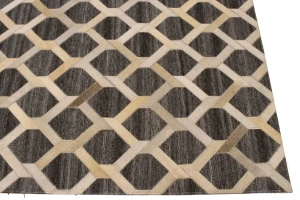 Gray Cowhide 8X10 Modern Leather Rug