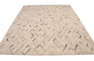 Silver Cowhide 8X10 Modern Leather Rug