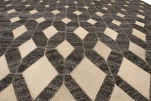 Gray Cowhide 5X8 Modern Leather Rug