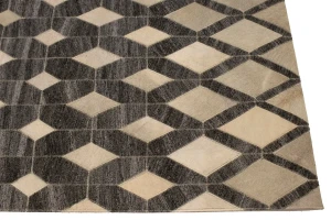 Gray Cowhide 5X8 Modern Leather Rug