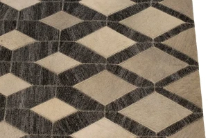Gray Cowhide 5X8 Modern Leather Rug