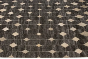 Gray Cowhide 5X8 Modern Leather Rug
