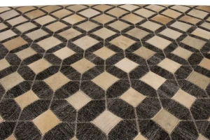Gray Cowhide 5X8 Modern Leather Rug
