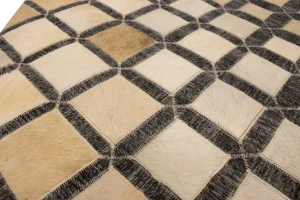 Gray Cowhide 5X8 Modern Leather Rug