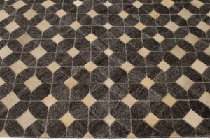 Gray Cowhide 5X8 Modern Leather Rug