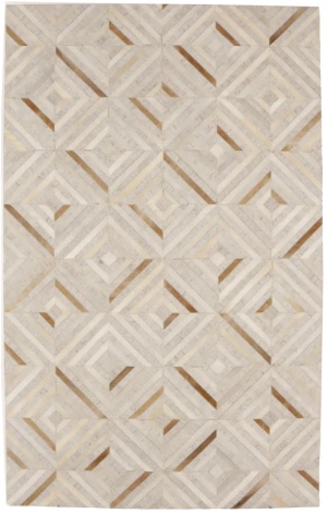 Gray Cowhide 5X8 Modern Leather Rug