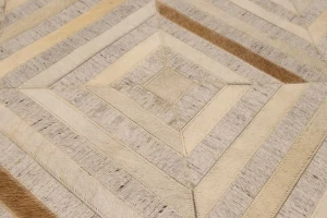 Gray Cowhide 5X8 Modern Leather Rug