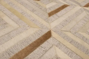 Gray Cowhide 5X8 Modern Leather Rug