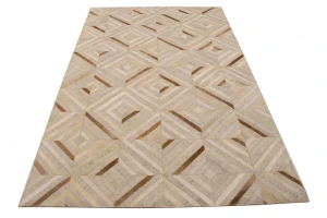 Gray Cowhide 5X8 Modern Leather Rug