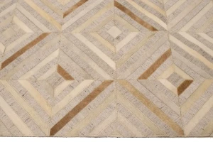 Gray Cowhide 5X8 Modern Leather Rug