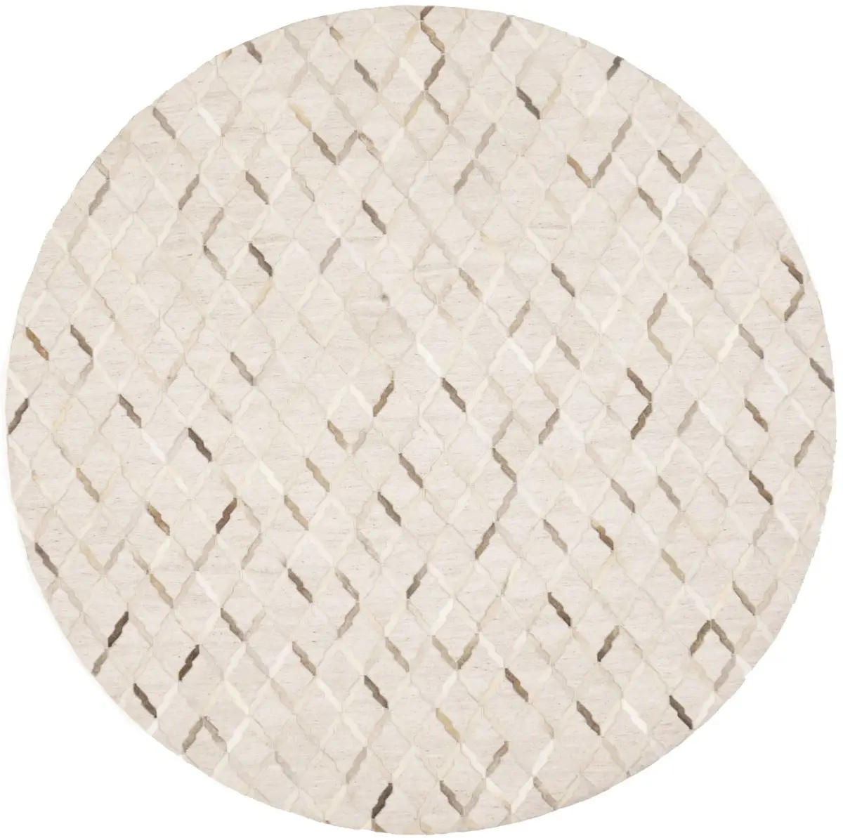 Silver Cowhide 8X8 Modern Leather Round Rug