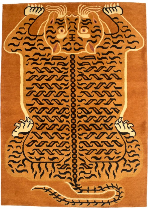 Tiger Orange Tribal 4X6 Fine Nepali Oriental Rug