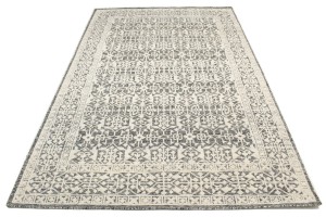 Ivory & Charcoal Geometric 6X9 Modern Oriental Rug