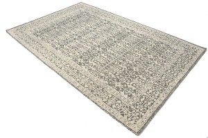 Ivory & Charcoal Geometric 6X9 Modern Oriental Rug