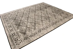 Charcoal & Cream Geometric 8X10 Oriental Modern Rug