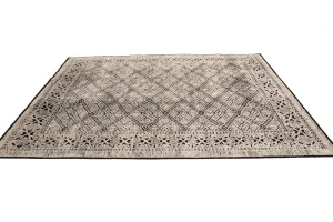 Charcoal & Cream Geometric 8X10 Oriental Modern Rug