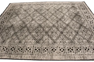 Charcoal & Cream Geometric 8X10 Oriental Modern Rug