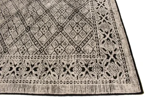 Charcoal & Cream Geometric 8X10 Oriental Modern Rug