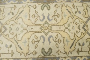 Cream Casual Floral 3X12 Oushak Oriental Runner Rug