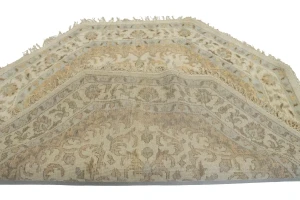 Muted Cream Floral 6X6 Oushak Oriental Octagon Rug