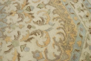 Muted Cream Floral 6X6 Oushak Oriental Octagon Rug