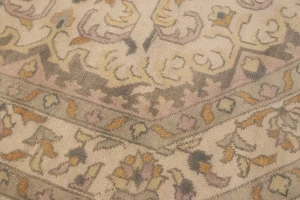 Cream Floral 8X8 Oushak Oriental Octagon Rug