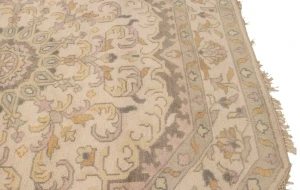Cream Floral 8X8 Oushak Oriental Octagon Rug
