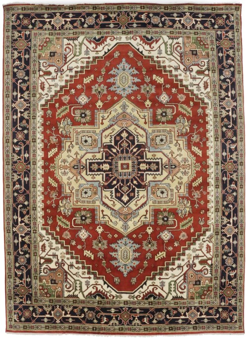 Rust Orange Geometric 10X14 Heriz Serapi Oriental Rug