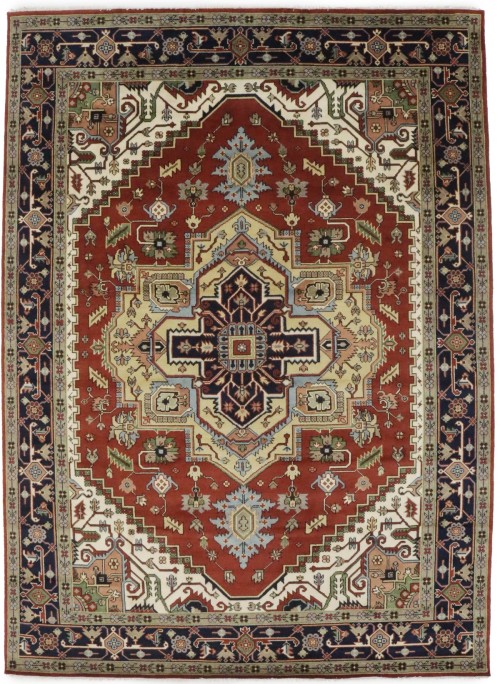 Rust Orange Geometric 10X14 Heriz Serapi Oriental Rug