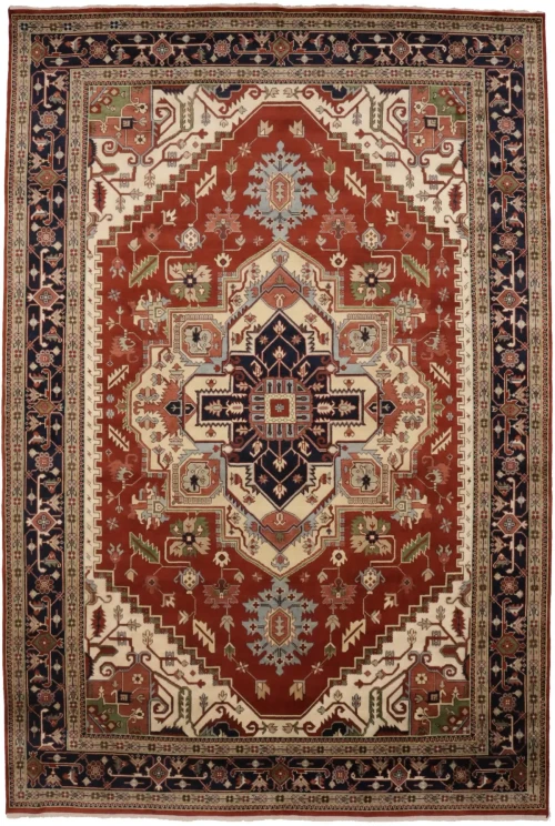 Rust Orange Geometric 12X18 Heriz Serapi Oriental Rug