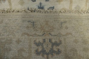 Cream Floral 2'7X19 Oushak Chobi Oriental Runner Rug