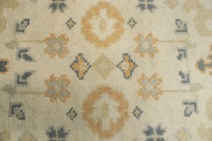 Cream Floral 2'7X19 Oushak Chobi Oriental Runner Rug