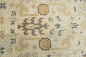 Cream Floral 2'7X19 Oushak Chobi Oriental Runner Rug