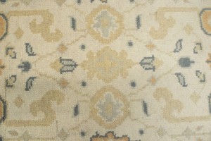 Cream Floral 2'7X19 Oushak Chobi Oriental Runner Rug