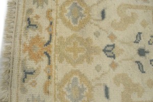 Cream Floral 2'7X19 Oushak Chobi Oriental Runner Rug