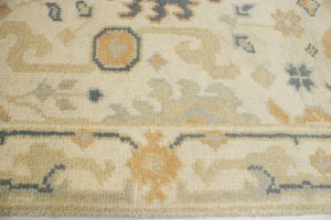 Cream Floral 2'7X19 Oushak Chobi Oriental Runner Rug