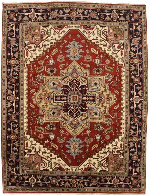 Rust Orange Geometric 9X12 Heriz Serapi Oriental Rug