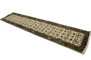 Cream Floral 3X12 Chobi Oriental Runner Rug
