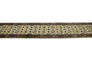 Cream Floral 3X12 Chobi Oriental Runner Rug