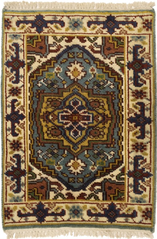 Blue Tribal 2X3 Heriz Serapi Oriental Rug