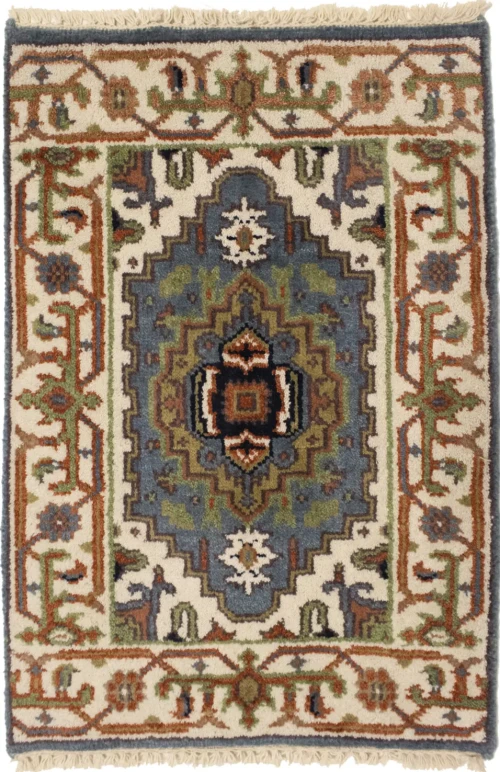 Blue Tribal 2X3 Heriz Serapi Oriental Rug