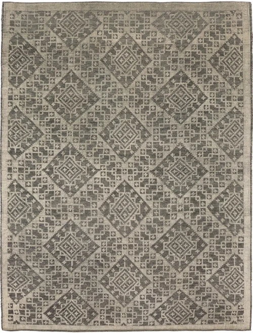 Gray & Cream Geometric 9X12 Oriental Modern Rug