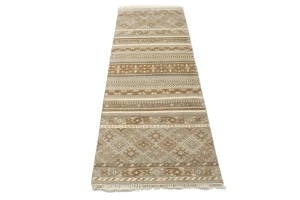 Multicolored Stripes Tribal 2'5X6'8 Modern Oriental Runner Rug