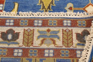 Blue Geometric 5X8 Kazak Oriental Rug