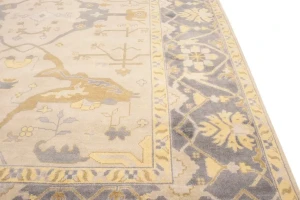 Cream Floral 10X14 Traditional Oushak Oriental Rug