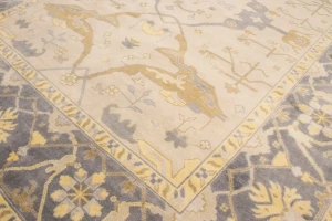 Cream Floral 10X14 Traditional Oushak Oriental Rug