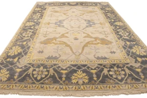 Cream Floral 10X14 Traditional Oushak Oriental Rug