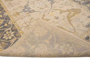 Cream Floral 10X14 Traditional Oushak Oriental Rug